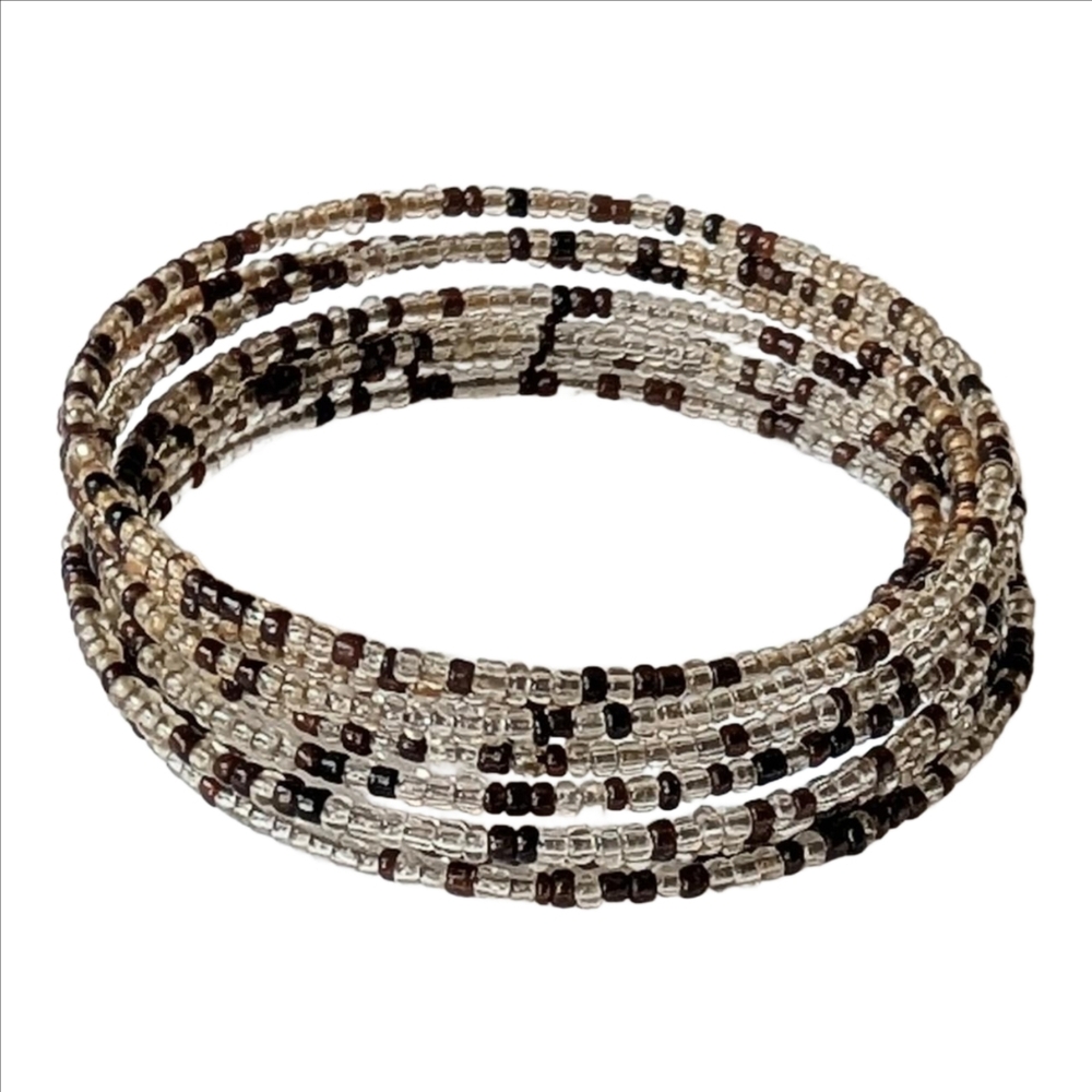 Vintage Beaded Coil Bangle Bracelet